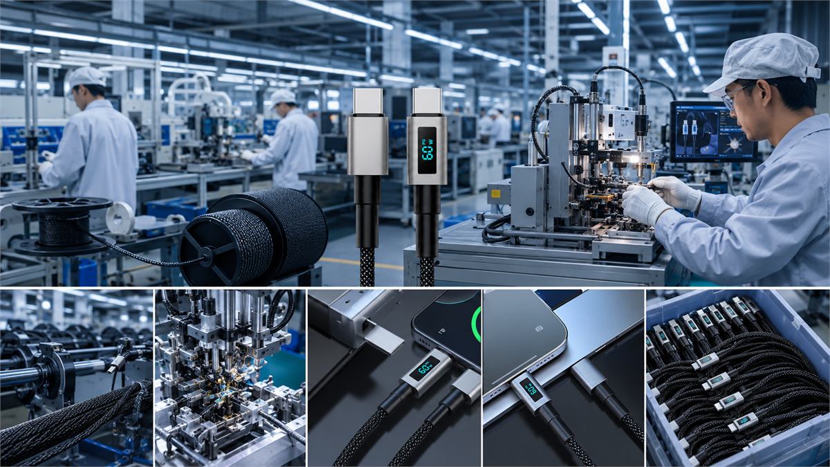 APPACS USB cable factory production and quality inspection scene
